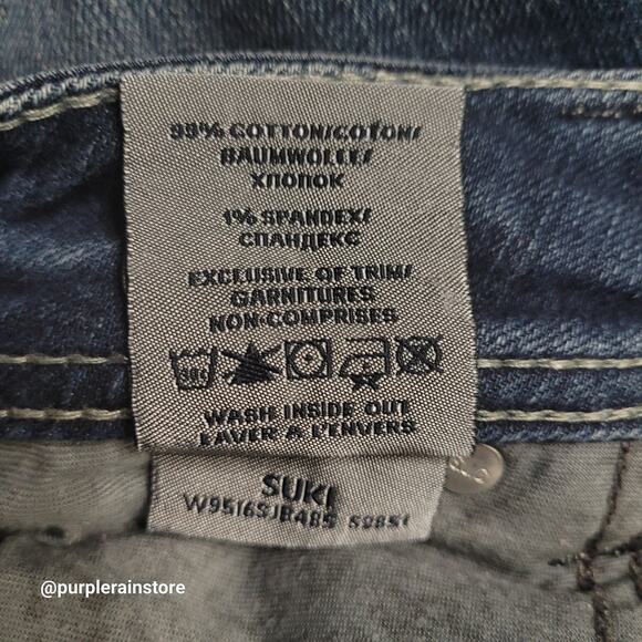 Silver Jeans 24 Suki Straight High Rise Tummy Control Embellished Thick Stitch - Picture 7 of 14